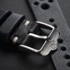 Black leather watch strap